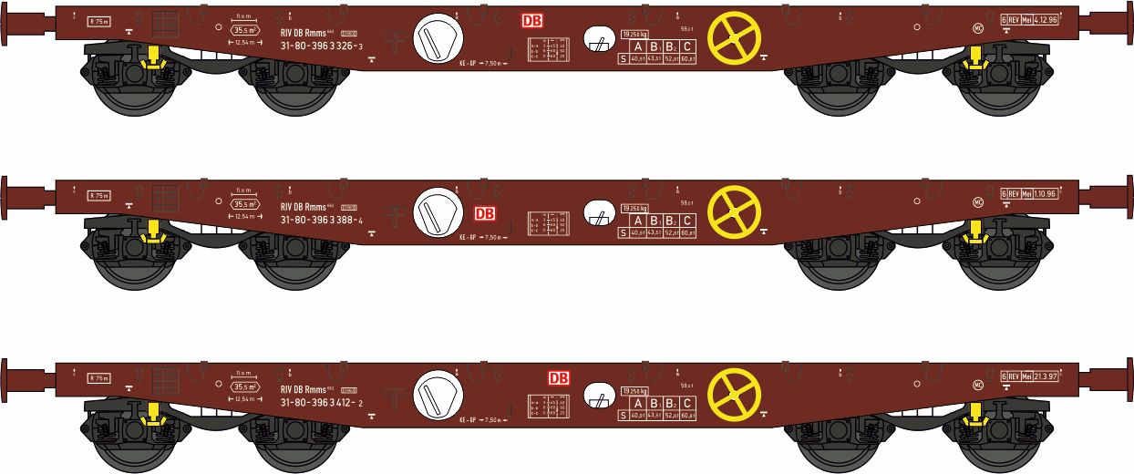 Flachwagen Rmms DBAG, Ep. V, verschiedene Nummern